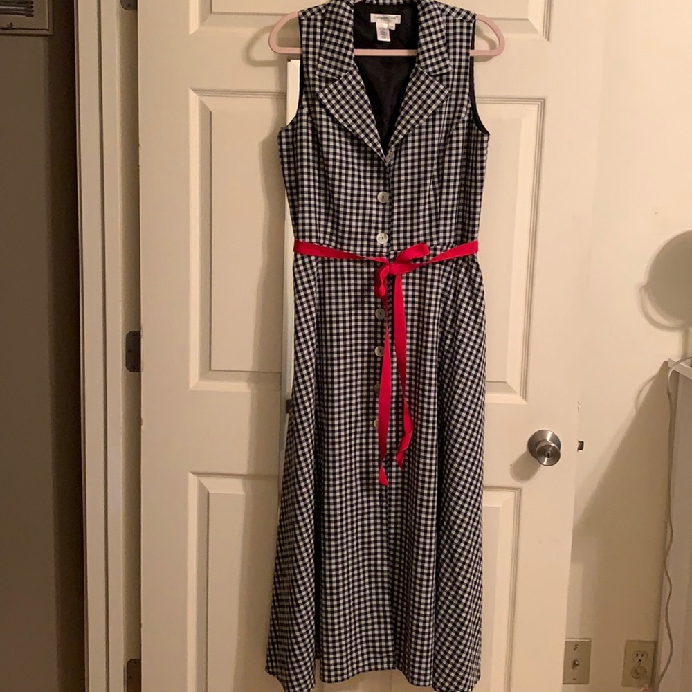 Coldwater Creek Size 14 Button Front Dress-black and white gingham